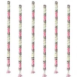 Tia Crafts Artificial White Gajra Jasmine & Colourful Flower Strings Wedding Decorations, Event Decor Perfect Diwali, Ganpati & Pooja/Temple/Mandir Decoration (Baby Pink, 12, 5 Feet)-image-41