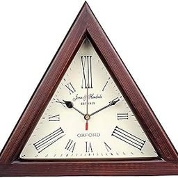 NOOR COLLECTION - Handmade 12 Inch Antique Wooden Wall Clock Triangle Shape Vintage Style Home & Office Studio Decoration Gift Item-24