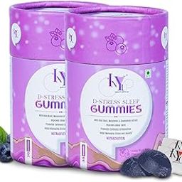INYU D-Stress Sleeping Gummies for Deep Sleep — 60 Days Pack | With Melatonin, Holy Basil & Chamomile Extract | Stress & Sleep Support | Relaxation Gummies | Juicy Blueberry Flavor | for Women & Men-7