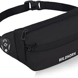 WILDHORN Waist Bag for Men Women I Ultra Strong Stitching, Sturdy Zippers, Waterproof, Large Fanny Pack for Hiking Travel Camping Running Sports with Adjustable Strap (Black)-image-36