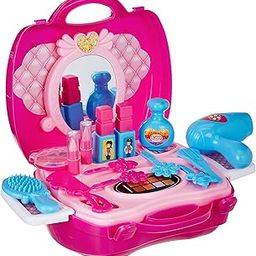 Amazon Brand - Jam & Honey Makeup Set for Girls | Lightweight Portable Plastic Suitcase Kit | Ideal for 3+ Years Kids | Non-Toxic | Kid-Friendly | Pink & Blue-7