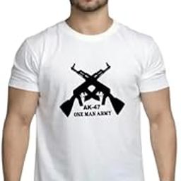 Men's Regular Fit AK-47 One Man Army Half Sleeve T-Shirt-picture-51