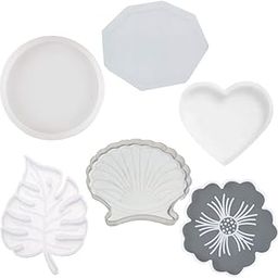 SNOOGG Pack of 6 Piece Combo of Coaster Mould Epoxy Resin Casting Moulds for Making and DY Coaster, Flower Preservation, Home,Wedding Decor, Desk Organizers and More-19