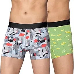 fiveflag Men's Micromodal Regular Fit Printed Antimicrobial Trunks with No Marks Waistband (Pack of 2_Multicolor)-picture-24