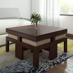 Modern Coffee Table (Wood,Semi Glossy,Walnut Finish)-picture-20
