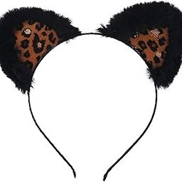 Halloween Back Furry Leopard Print Cat Ears Fashion Headband-image-64