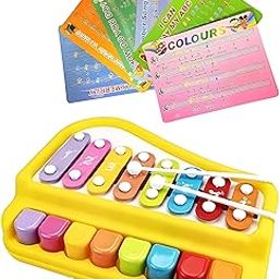 Fun Express 2 in 1 Baby Piano Xylophone Toy - 8 Multicolored Key Keyboard Xylophone Piano for Toddlers 1-3 Years Old | Preschool Educational Musical Learning Instruments Toy for Baby Kids Girls Boys-2