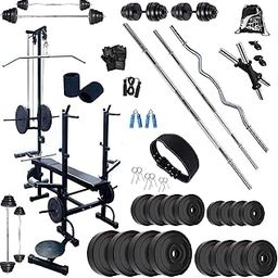 BodyFit PVC Incline, Decline Weight Plates 100 Kg and 20 in 1 Heavy Bench Home Gym Set and Fitness Kit-23