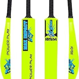 Bsm Maximpact Fluorescent Yellow Plastic Tennis Cricket Bat Full Size Ivory Bat (34 X 4.5 Inch) for All Age Group (Maximpact Cricket Bat)-image-21