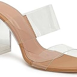 Stylish Women’s Clear (Transparent) Strap 3.5 Inch Block Heel Sandals-image-13