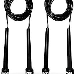 Skipping Rope with Slim Handles & Adjustable Spring, Cardio Workout Rope for Men & Women, Set of 2 (Black)-picture-17