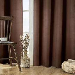 Amazon Brand - Solimo Plain Polyester Blackout Window Curtains (Pack of 2, 5 FEET, Brown Dark)-10