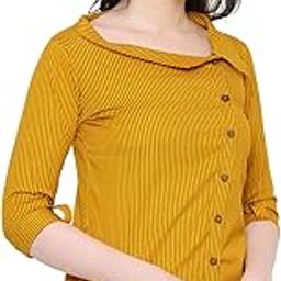 Women's Cotton Flex Stripe Printed Regular Fit Straight Top for Women-image-93