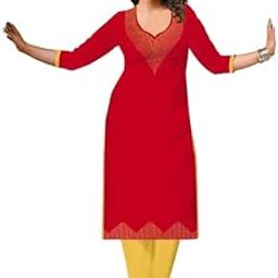 Woman's Embroidery Pure Cotton Single Kurti-picture-47