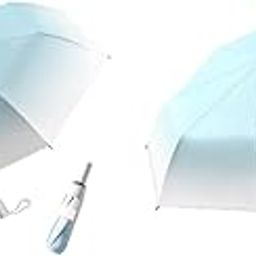 Automatic Folding UV Umbrella for Women Kids 8 Fiber Ribs Gradient Modern Style Travel Rain Sun Proof UPF 50 One Button Open Close Ultra Lightweight Azure Blue 2PCS-13