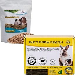 INR Pets Combo Pack – Premium Guinea Pig Food Pellets (1kg) & Timothy Hay Banana Stick Treats (125g) | High-Fiber, Natural Diet & Dental Chew Combo | Healthy Digestion, Enrichment & Daily Wellness-image-56