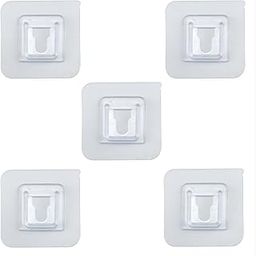 Vexton Heavy Duty 6 KG Multipurpose Strong Self Adhesive Nail-Free PVC Transparent Sticker Female Wall Hooks for Hanging (Pack of 5)-picture-13