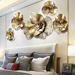 ZOVE Metal Wall Art Iron Set of 5 PCS Wall Hanging Home Decoration Perfect for Living Room/Hotel/Restaurant/Bedroom (Color :Golden) (Size: 60 X 26 INCH)-image-96
