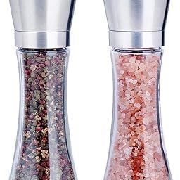 Marve Beautiful Stainless Steel Salt & Pepper Grinders Refillable Set - Salt/Spice Shakers with Adjustable Coarse Mills - Easy Clean Ceramic Grinders (Big Pepper Mill 2 Pc)-image-79