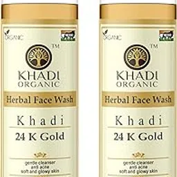 Khadi Organic 24K Gold Herbal Face Wash, Natural Gentle Cleanser for All Skin Types, 210 ml, Pack of 2-image-4