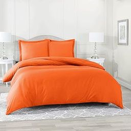 King Size Duvet Cover 3 Piece Microfiber (260 x 280) Cm - Duvet Cover for King Bed Hotel Quality Comforter Cover 600 Series Wrinkle & Fade Resistant - Orange-image-27