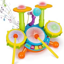 Basytodio Baby Drums Set Toys 6-12-18 Months Musical Toy With 2 Sticks Microphone Toy For 1 2 Year Old Birthday Gifts Music Instrument Learning Ages 0-2 1-3 Toys For One Year Old Boys-picture-30