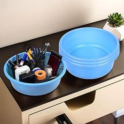 Homestic Pack of 4 Desk Organizer | Stationery Organizer Tub | Multipurpose Storage Organizer | Office Supplies Organizer for Pen-Pencil-Staplers-Clips | Desktop Organizer | 4 LTR | Blue-image-24
