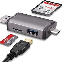 XIKKART 6 in 1 with OTG, SD Card Reader, USB Type C, USB 3.0 and Micro USB, for Memory Card | Portable Card Reader | Compatible with TF, SD, Micro SD, SDHC, SDXC, MMC, RS-MMC, Micro SDXC-3