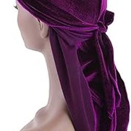 Men Lady Velvet Bandana Durag Headwear Silk Pirate Cap Wrap Hat Purple'|Clothing, Shoes & Accessories | Mens Accessories | Hats'| Hats'|Hats'-image-48