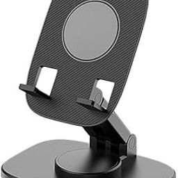 WALLVIEW TECH 360° Aluminum Mobile Stand for Desk, Foldable Design with Stable Rotational Metallic Round Base, Multiple Height & Angle adjustments for Smartphones, Tablets & iPad (Black)-image-19