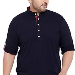 Plus Size Men's Regular Fit Solid Henley Tshirt-picture-8