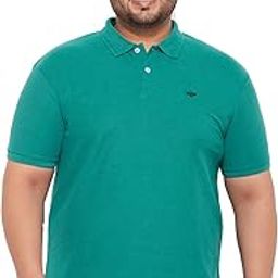 Men's Plus Size Cotton Blend Solid Polo Casual Tshirt BZRBigA-1001-TEALGREEN-image-97