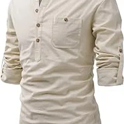 edinwolf Cotton Solid Casual Short Kurta for Men-picture-10