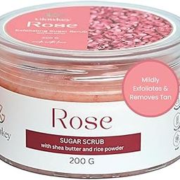 GLOWKEY Rose Sugar Body & Face Scrub | Rice Powder | 100% Natural | TAN Removal | Chemical Free | Jojoba Beads | Shea Butter | Almond Oil | Vitamin E | 200 Gram-image-25