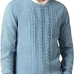 Men Blue Solid Slim Fit Full Sleeve Crew Pullover-image-49