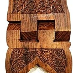 Master Arts Wooden rehal (10 X 4 inches) holy Book Stand for Reading Books Rahal in Pure shisham Wood with Carving Work-12