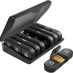 Hive Mart weekly pill organizer 3 times a day, portable travel pill box 7 day with large compartments moisture-proof pill case for vitamin, Medicine, pills (Medicine Organizer Box) (Black)-20