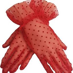 Girl's Short Lace Gloves Polka Dots Soft Tulle women accessory opera Party handGloves for Costume-image-82