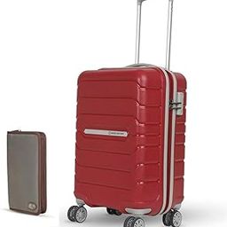 Dual Travel Pack: Rhombus Red Cabin Luggage 55CM with 8 Spinner Wheels, Fixed Combination Lock + Unisex Wallet Travel Organizer, Passport Cover, Cards-Currency Holder with Carry Loop-picture-19