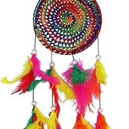 RPH Handicrafts Wind Chimes 4 inch Circle 4 Bells Dream Catcher for Balcony Hanging, Outdoor Decor, Garden Decor, Yard Decorations, Birthday Gifts (30cm x 10cm) Small (Multicolour)-image-36