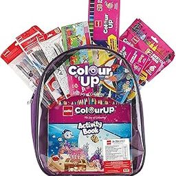 Cello ColourUp Hobby Bag | Colouring Kit includes Crayons, Colour Pencils, Sketch Pens & Activity Book | Travel Friendly Back Pack Bag | Ideal for Kids Gifting, Assorted-picture-0