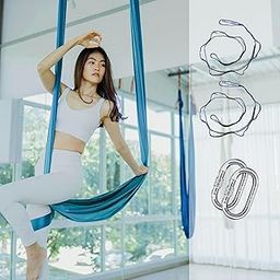 Streetup India® Silk Fabric Pro Aerial Swing/Yoga Hamock |Adjustable Height |6 x 2.6 Mtrs Long Fabric with Carabiner and Daisy Chain-image-41