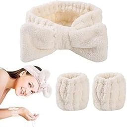3 Pcs Spa Headband and Wristband Set, Microfiber Wrist, Wrist Wash Bands, Skincare Headbands Makeup Headband with Wrist Band, Facial Headband Face Wash Wristbands for Washing Face-14