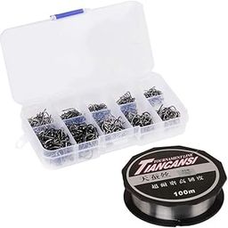 Futurekart Fishing Hooks 3# -12# Carp Single Fish Hook 500pcs and 0 .35mm 100m Super Strong Lure Fishing Thread Fishing Line Combo Set-60