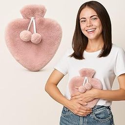 CLOUDTAB Hot Water Bottle with Fluffy Cover Soft & Reusable Warm Compress for Period Cramps, Neck, Back & Shoulder Pain Relief, Pink Hot Water Bag for Menstrual & Winter Comfort (1000ml,Pink)-image-56
