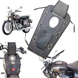 Dhe Best Bike Leatherette Water Proof Petrol Tank Cover/Tank Bag with Mobile Pouch Black & Red Lining Suitable for RE New Standard 2024-33
