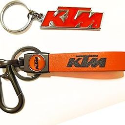 Yaa Catchy KTM PREMIUM LEATHER & Metal KTM Bikes Stainless Steel Locking Hook Antirust KeyChain Unique Stylish look For Men Women Keyring Rc Duke 250 Duke 390 combo pack (NO 2) (Orange)-image-28