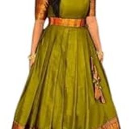 Women's Traditional Long Anarkali Gown, Black with Copper Border, Floor Length-picture-45