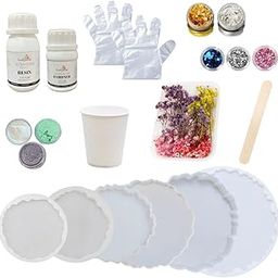ICRAFTYWORLD 26 Pcs DIY Epoxy Resin Art Kit with Moulds Agate Coaster Making Kit Resin Art Set for Beginners with Resin, Hardener & Epoxy Mould-picture-12