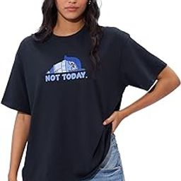 Inside Out: Sadness Women and Girls Short Sleeves Round Neck Navy Blue Graphic Printed Cotton Oversized T-Shirts-image-7
